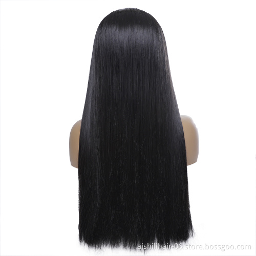 Wholesale headband wigs  heat resistant black long straight wig 22inch headband wigs synthetic hair for women